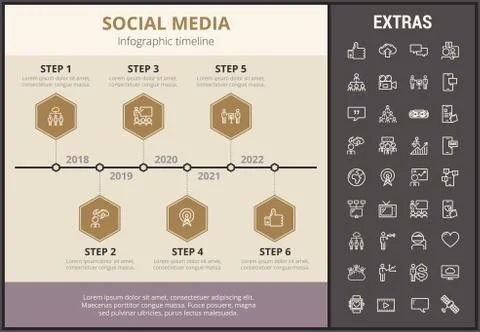 Social media infographic template, elements, icons Illustrazione stock