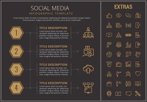 Social media infographic template, elements, icons イラスト素材
