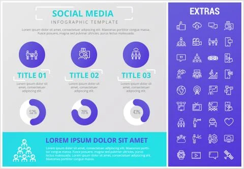 Social media infographic template, elements, icons Stockillustratie
