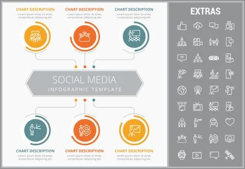 Social media infographic template, elements, icons Stock Illustration