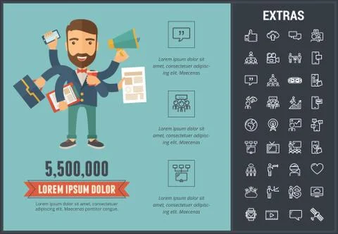 Social media infographic template, elements, icons Stock Illustration