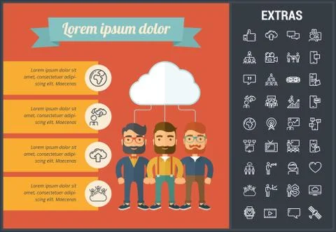 Social media infographic template, elements, icons 스톡 일러스트