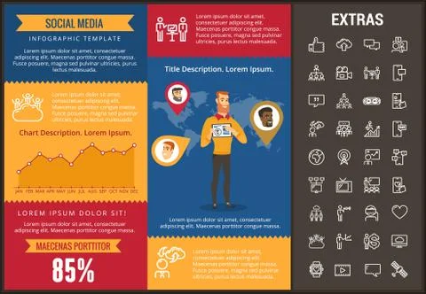 Social media infographic template, elements, icons Stock Illustration