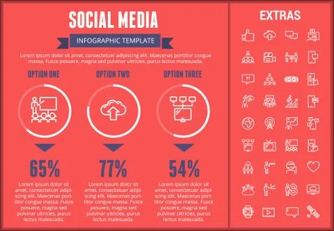 Social media infographic template, elements, icons Illustrazione stock