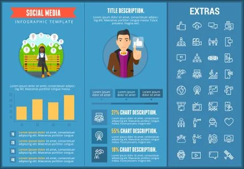 Social media infographic template, elements, icons Stock Illustration