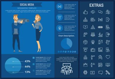 Social media infographic template, elements, icons イラスト素材