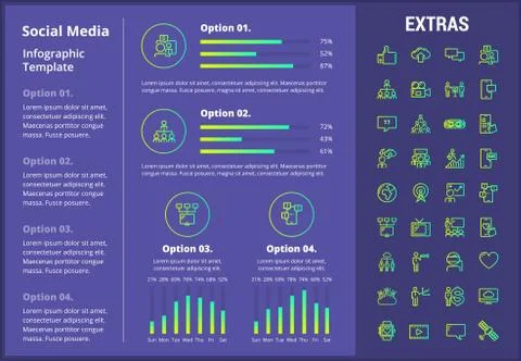 Social media infographic template, elements, icons イラスト素材