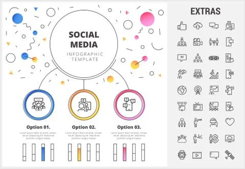 Social media infographic template, elements, icons Illustrazione stock