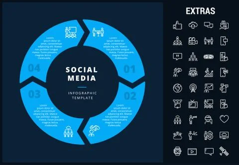 Social media infographic template, elements, icons 스톡 일러스트