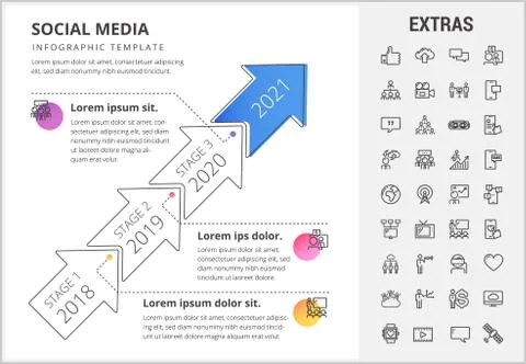 Social media infographic template, elements, icons イラスト素材