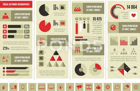 Social Media Infographic Template. Stock Illustrationen