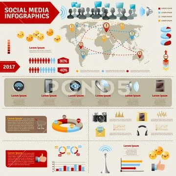 Social Media Infographics Stock Illustrationen