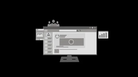 Social Media Interface on Computer Screen Animation Stock Footage 326969790