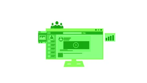 Social Media Interface on Computer Screen Animation Stock Footage 326969906