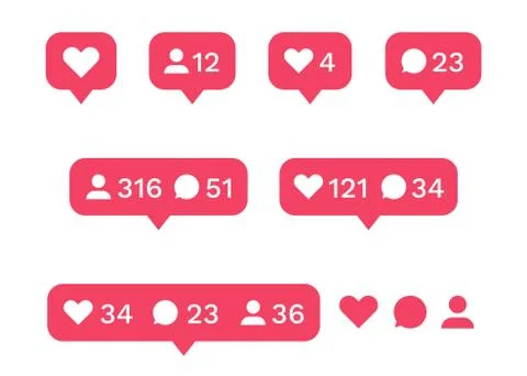 Social media interface icon set. Like, comment, follower icons. Vector Stock Illustration