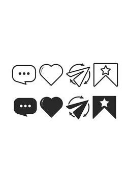 Social Media Interface Interaction Icon Set Stock Illustration