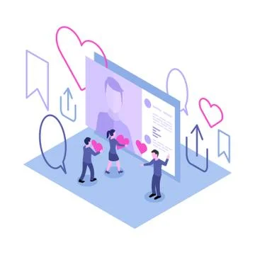 Social media  interface with published selfie Stock Illustration
