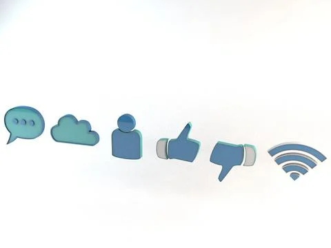 Social Media Internet Online Symbols 3D Model