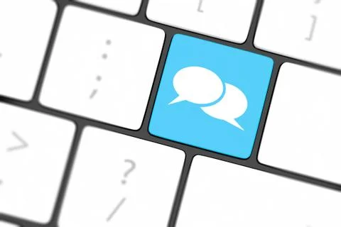 Social media key with two speech bubble sign on the keyboard Stock Illustration