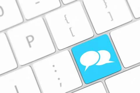 Social media key with two speech bubble sign on the keyboard Stock Illustration