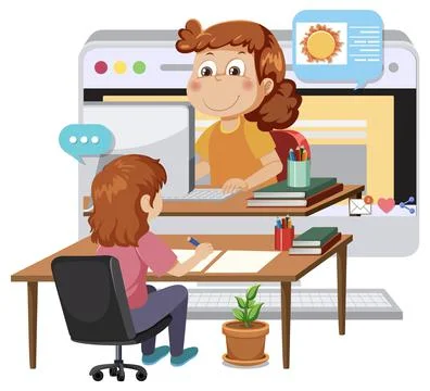 Social media kid vector concept Stock Illustration
