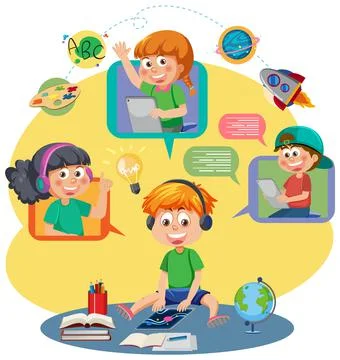 Social media kids vector Stock Illustration