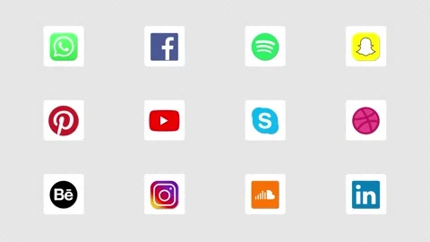 SOCIAL MEDIA LOGOS Animation, Rendering, with Alpha Channel, 4k Stock Footage 234084768