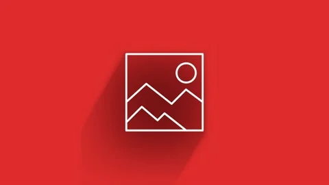 Social media long shadow icon design isolated on red background. Outline web Stock Footage 153800741