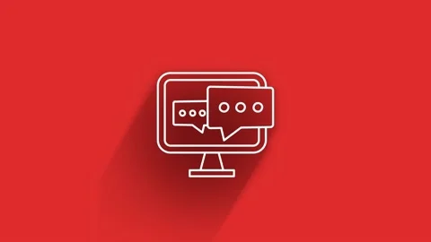 Social media long shadow icon design isolated on red background. Outline web Stock Footage 153801365
