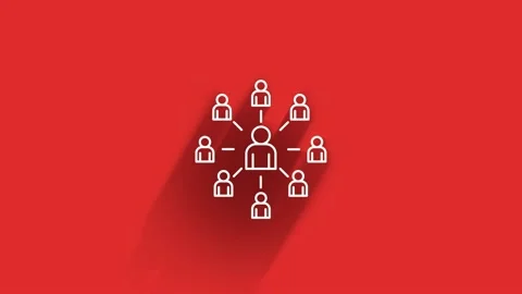 Social media long shadow icon design isolated on red background. Outline web Видео 153803094