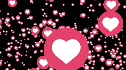 Social media loop of animated flying like hearts on black screen isolated bac Stock Footage 144179456