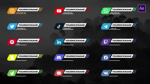 Social Media Lower Thirds After Effects V.4 库存 After Effects