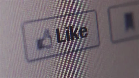 Social Media Macro Close Up: Cursor Clicking Facebook 'Like' button Stock Footage