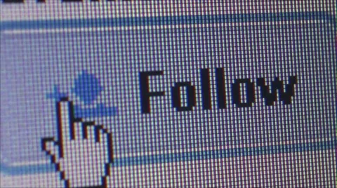 Social Media Macro CU (Static): Click FOLLOW Button on Twitter Stock Footage 49373258
