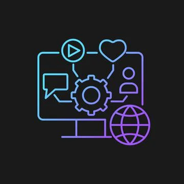 Social media management gradient vector icon for dark theme イラスト素材