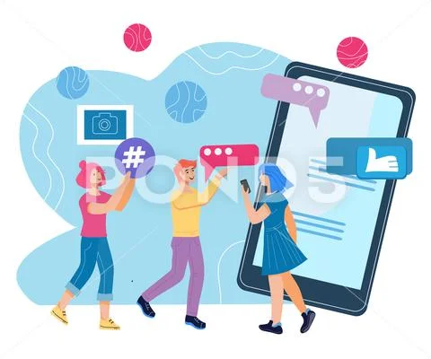 Social media marketing and online communication concept. Stock Illustrationen