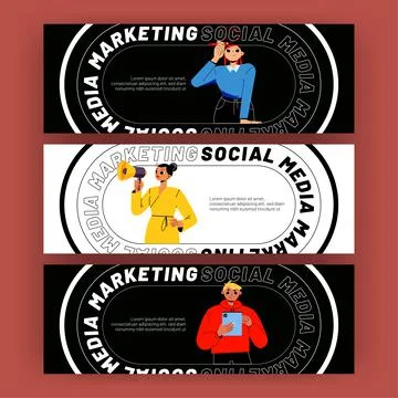 Social media marketing posters Stock Illustration