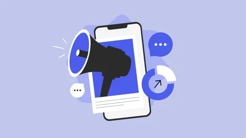 Social media marketing strategy in loopable 4K 2D motion graphic with dynamic Stock Footage 323034125