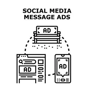 Social media message ads digital marketing concept Stock Illustration