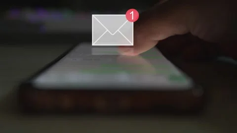 Social media message notification browsing a person Stock Footage 290951695