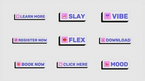 Social media modern clickable buttons animation set Stock Footage 334936359