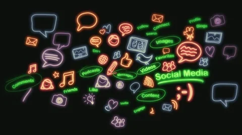 Social Media Neon Scribblings Video stock 11024804
