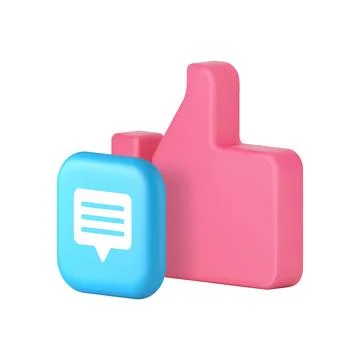 Social media network communication like comment follow subscribe 3d icon re.. Stock Illustration