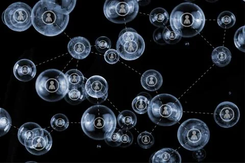 Social media network concept - connected people Stockillustratie