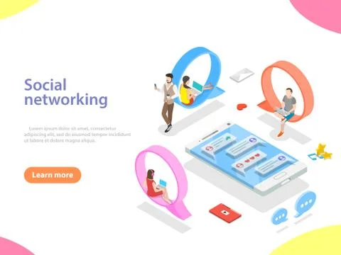 Social media network flat isometric vector. Stock Illustration