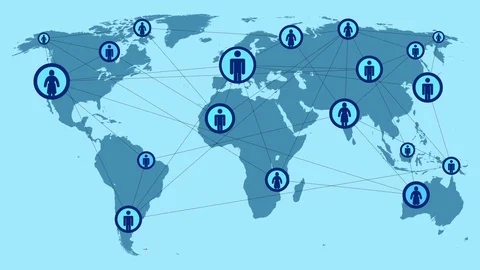 Social media network with rotating globe loop, connecting people 動画素材 76124650