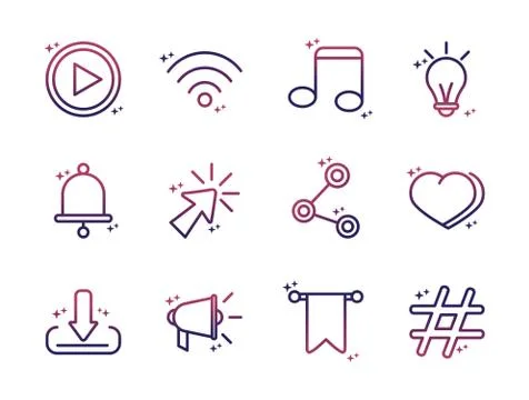 Social media network technology multimedia gradient style icon イラスト素材