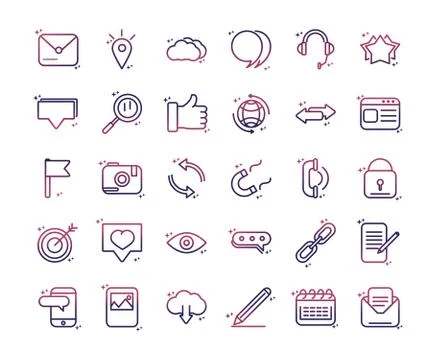 Social media network technology multimedia gradient style icon Stock Illustration