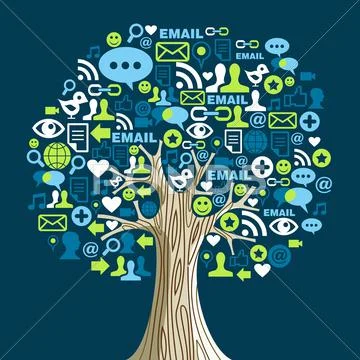 Social media networks tree Stock Illustration