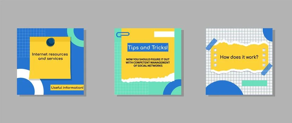 Social media note post template. Layout of paper trick infographic. Minimal e Stock Illustration